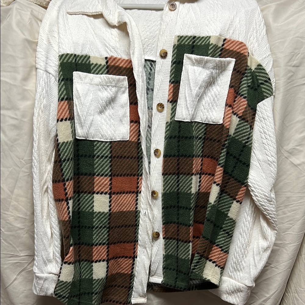Plaid Button-Up Jacket with Pockets